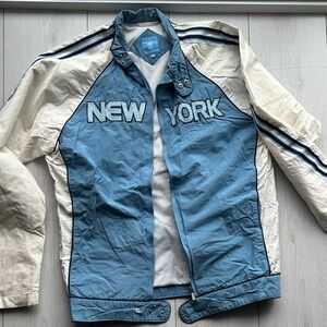 Blue and White Men's Jacket